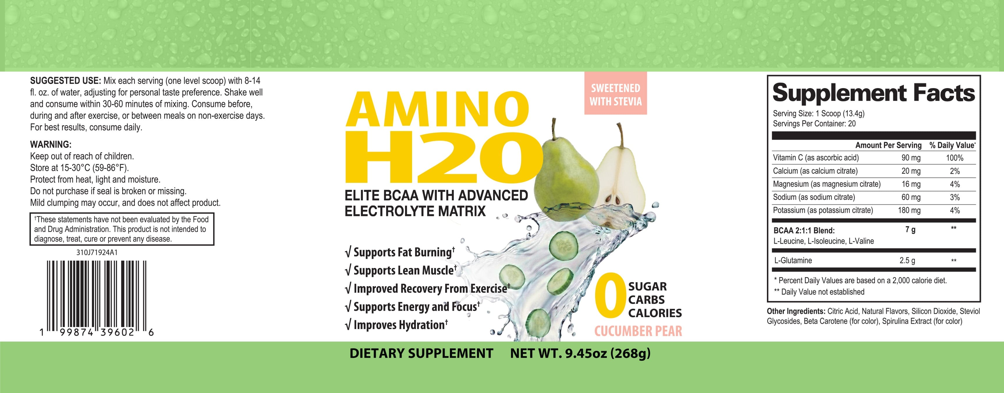 Amino Cucumber Pear Label