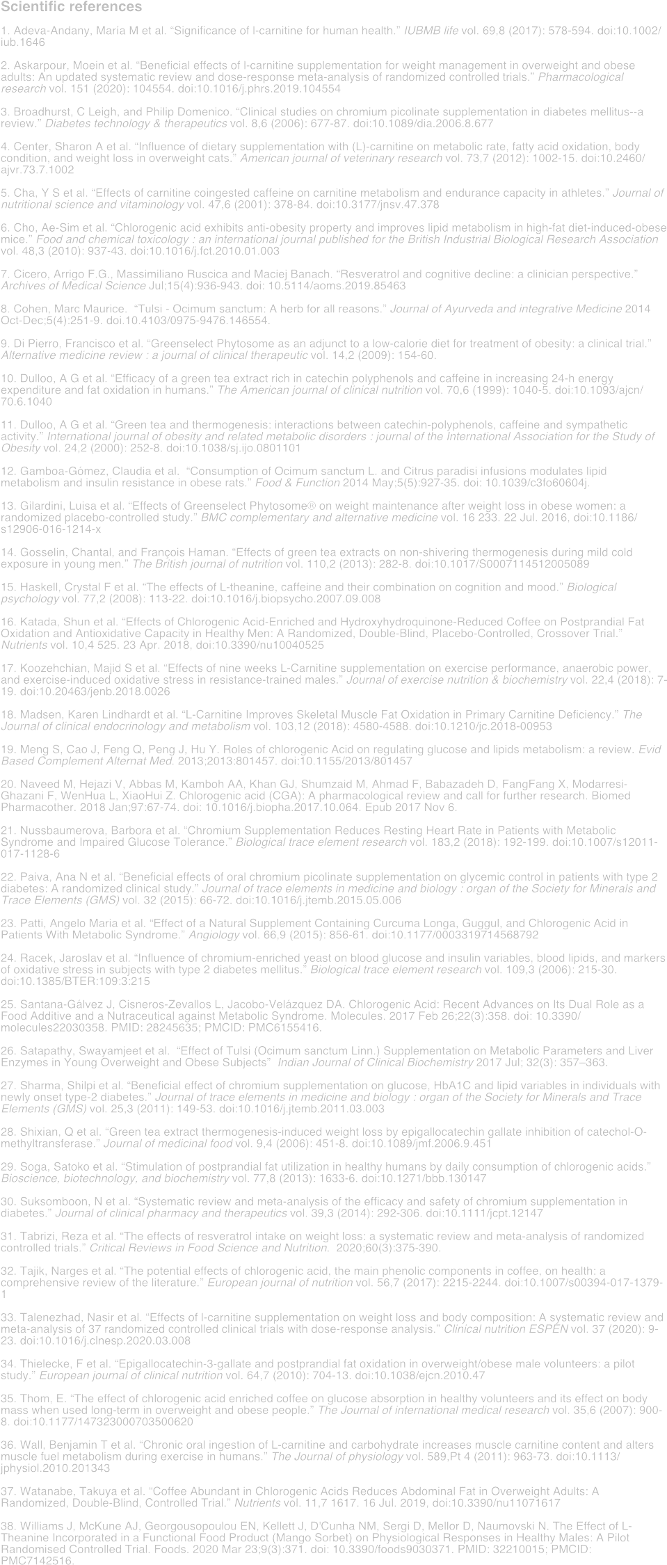 Scientific References